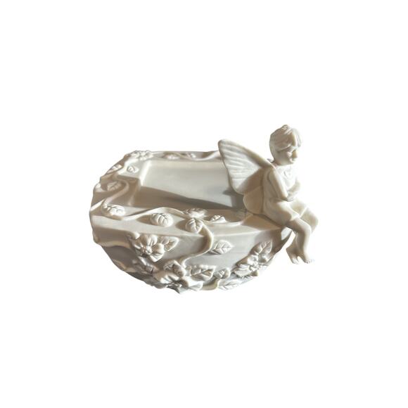 PartyLite Bisque Porcelain Fairy Enchantment Pillar Candle Holders Retired Pair - Picture 3 of 10